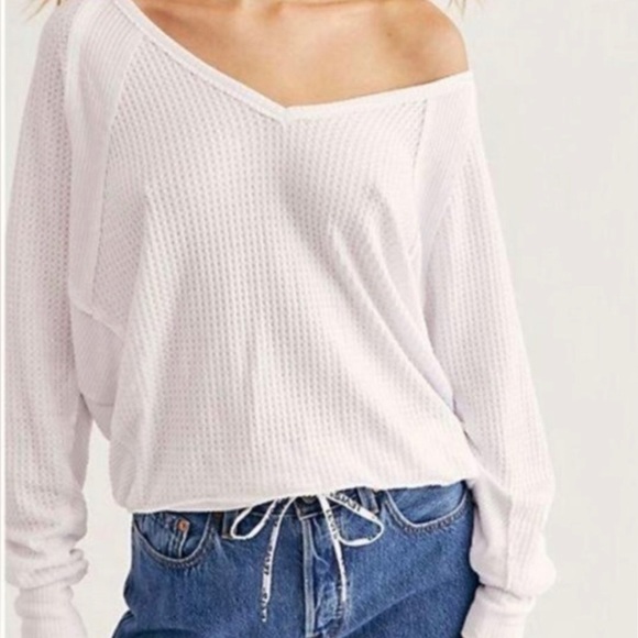 NWT- FREE PEOPLE ULTRA COMFY SANTA CLARA THERMAL TOP IN ALABASTER - XS - Picture 2 of 9
